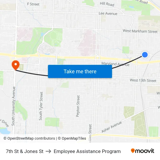 7th St & Jones St to Employee Assistance Program map