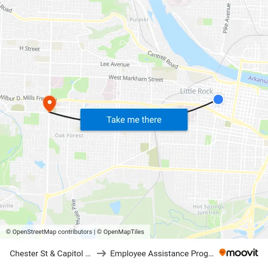 Chester St & Capitol Ave to Employee Assistance Program map
