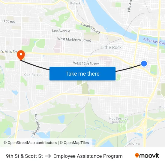 9th St & Scott St to Employee Assistance Program map