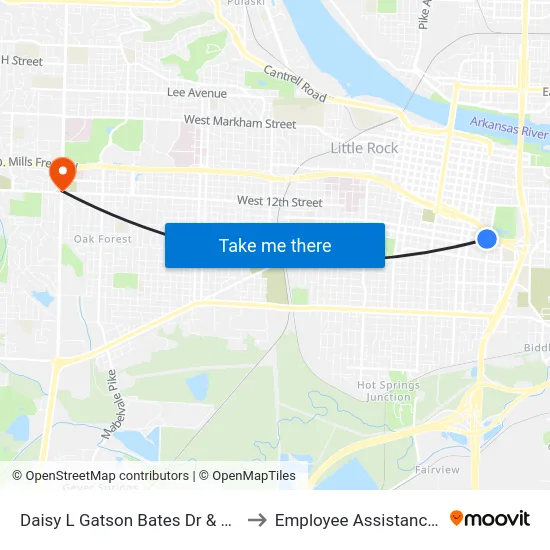 Daisy L Gatson Bates Dr & Commerce St to Employee Assistance Program map