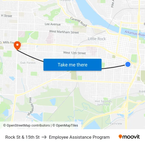 Rock St & 15th St to Employee Assistance Program map