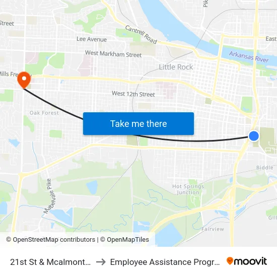 21st St & Mcalmont St to Employee Assistance Program map