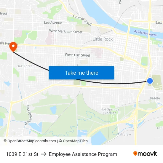 1039 E 21st St to Employee Assistance Program map