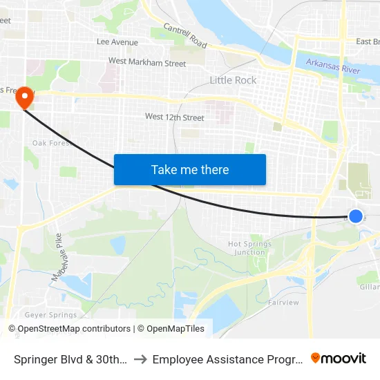 Springer Blvd & 30th St to Employee Assistance Program map