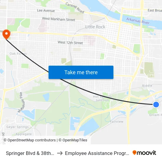 Springer Blvd & 38th St to Employee Assistance Program map