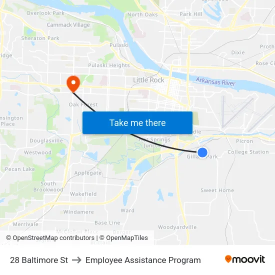 28 Baltimore St to Employee Assistance Program map