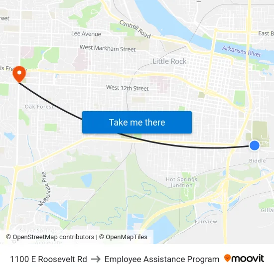 1100 E Roosevelt Rd to Employee Assistance Program map