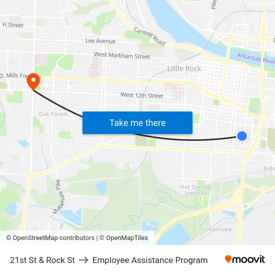 21st St & Rock St to Employee Assistance Program map