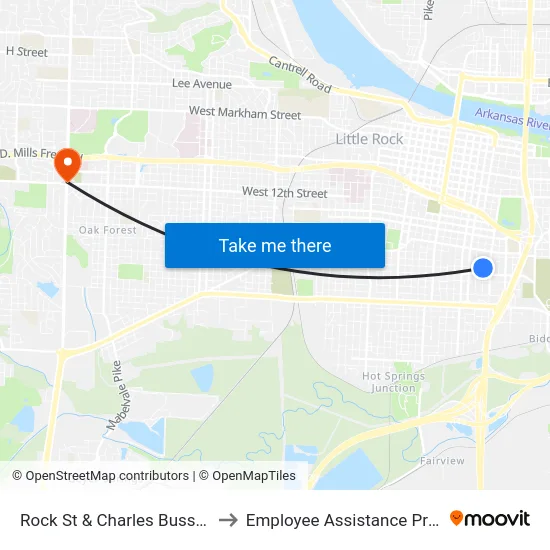 Rock St & Charles Bussey Ave to Employee Assistance Program map