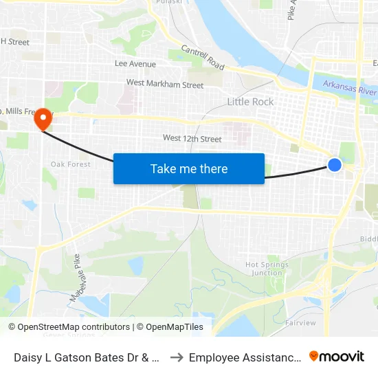 Daisy L Gatson Bates Dr & Commerce St to Employee Assistance Program map