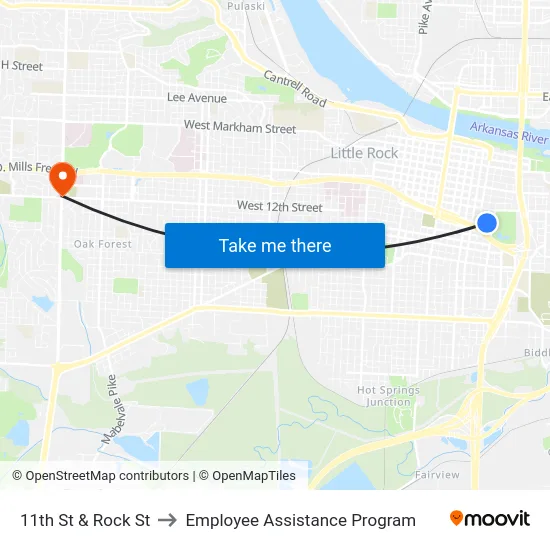 11th St & Rock St to Employee Assistance Program map