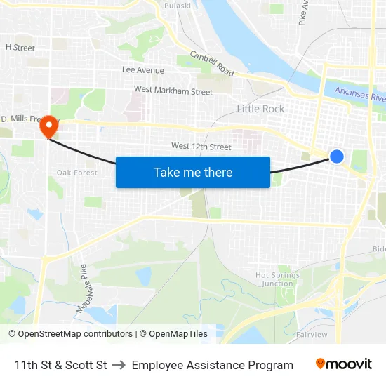 11th St & Scott St to Employee Assistance Program map