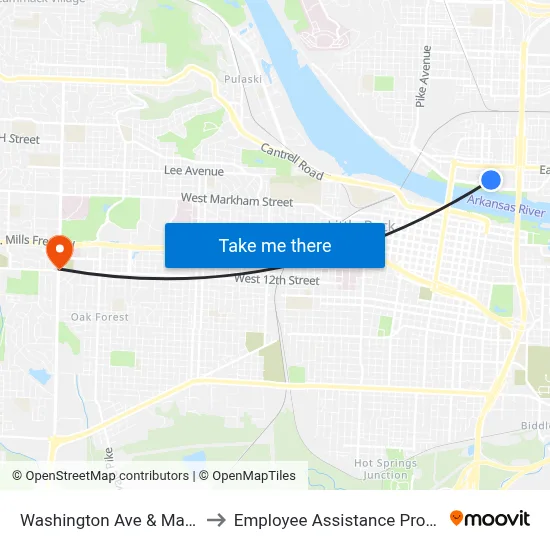 Washington Ave & Main St to Employee Assistance Program map