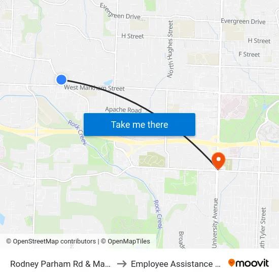 Rodney Parham Rd & Markham St to Employee Assistance Program map