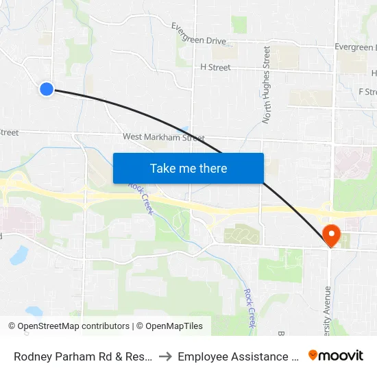 Rodney Parham Rd & Reservoir Rd to Employee Assistance Program map