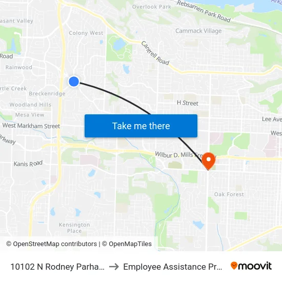 10102 N Rodney Parham Rd to Employee Assistance Program map