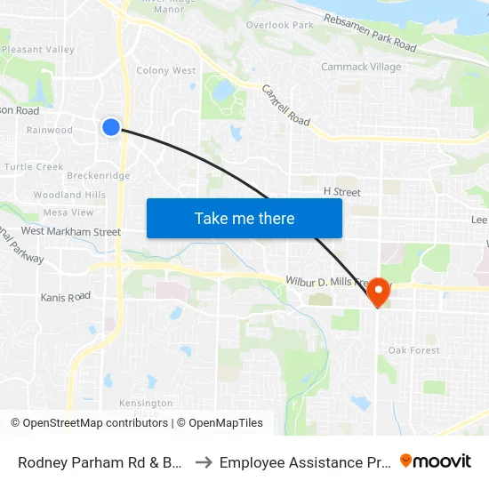 Rodney Parham Rd & Battle St to Employee Assistance Program map