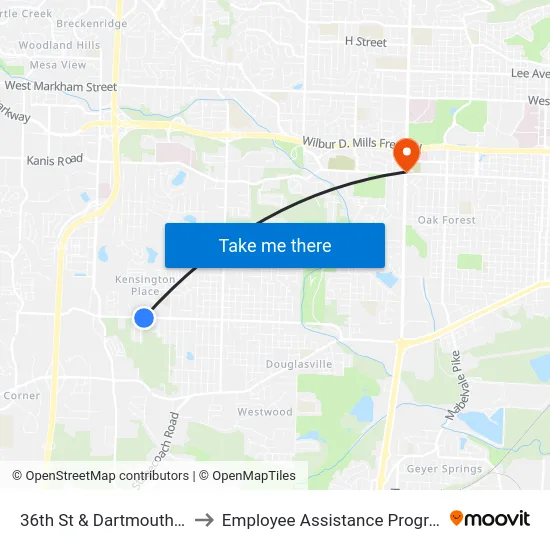 36th St & Dartmouth Dr to Employee Assistance Program map