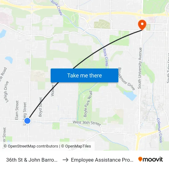 36th St & John Barrow Rd to Employee Assistance Program map