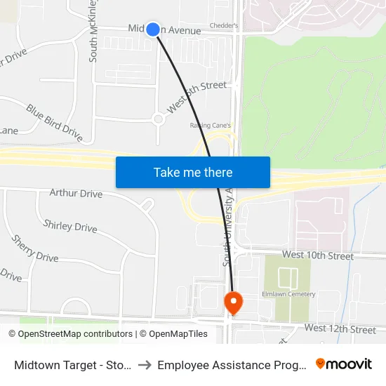 Midtown Target - Stop 1 to Employee Assistance Program map