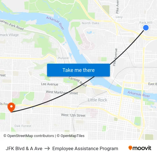 JFK Blvd & A Ave to Employee Assistance Program map