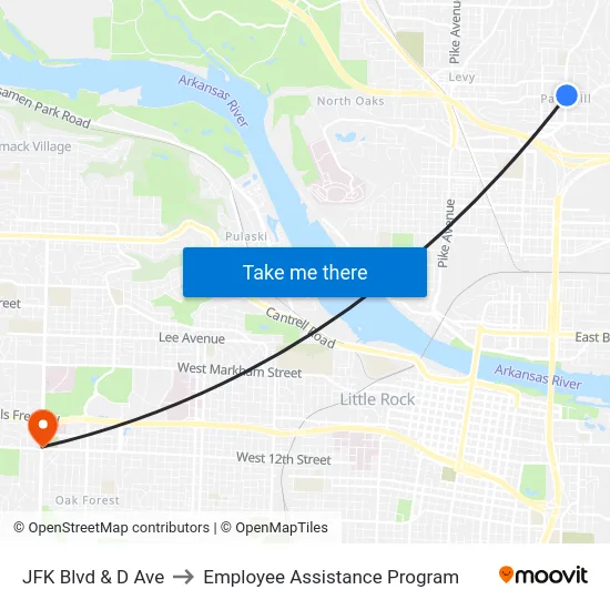 JFK Blvd & D Ave to Employee Assistance Program map