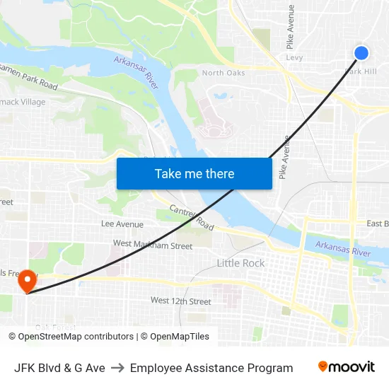 JFK Blvd & G Ave to Employee Assistance Program map