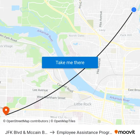 JFK Blvd & Mccain Blvd to Employee Assistance Program map