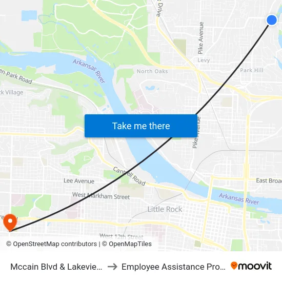 Mccain Blvd & Lakeview Rd to Employee Assistance Program map
