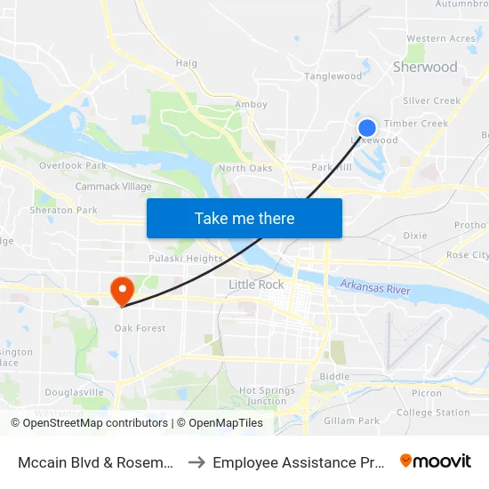 Mccain Blvd & Rosemont Dr to Employee Assistance Program map