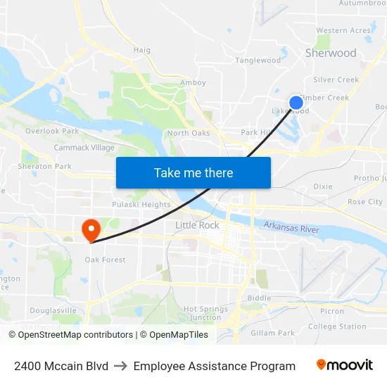 2400 Mccain Blvd to Employee Assistance Program map