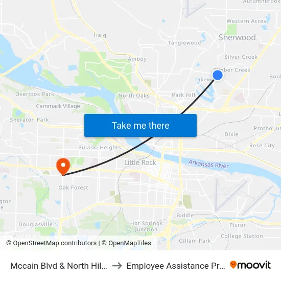Mccain Blvd & North Hills Blvd to Employee Assistance Program map