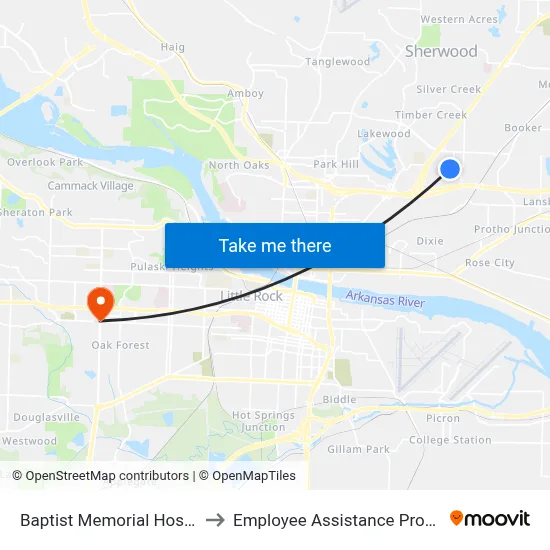Baptist Memorial Hospital to Employee Assistance Program map
