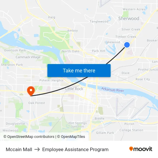 Mccain Mall to Employee Assistance Program map