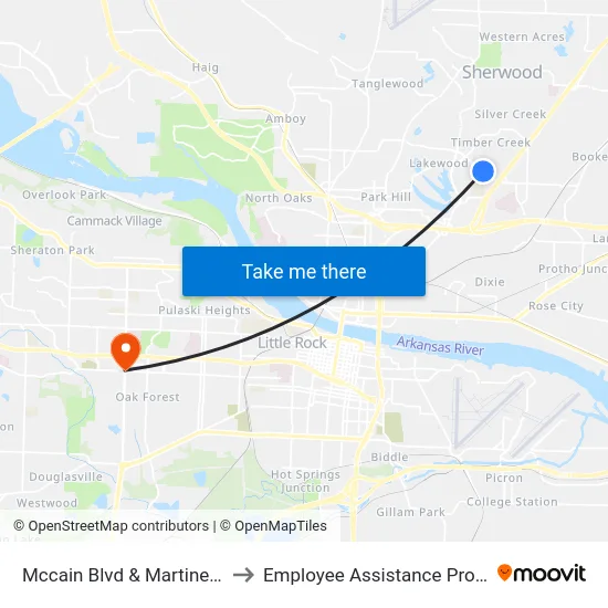 Mccain Blvd & Martineau Pl to Employee Assistance Program map