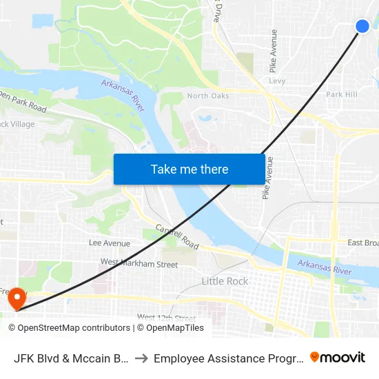 JFK Blvd & Mccain Blvd to Employee Assistance Program map