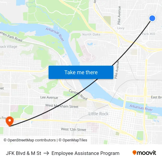 JFK Blvd & M St to Employee Assistance Program map