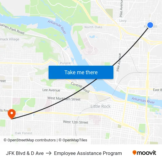 JFK Blvd & D Ave to Employee Assistance Program map