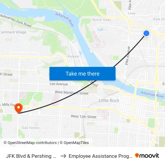 JFK Blvd & Pershing Blvd to Employee Assistance Program map