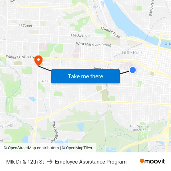 Mlk Dr & 12th St to Employee Assistance Program map