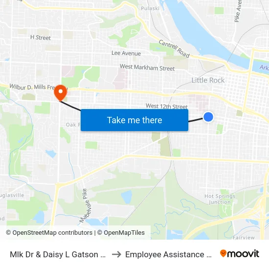 Mlk Dr & Daisy L Gatson Bates Dr to Employee Assistance Program map