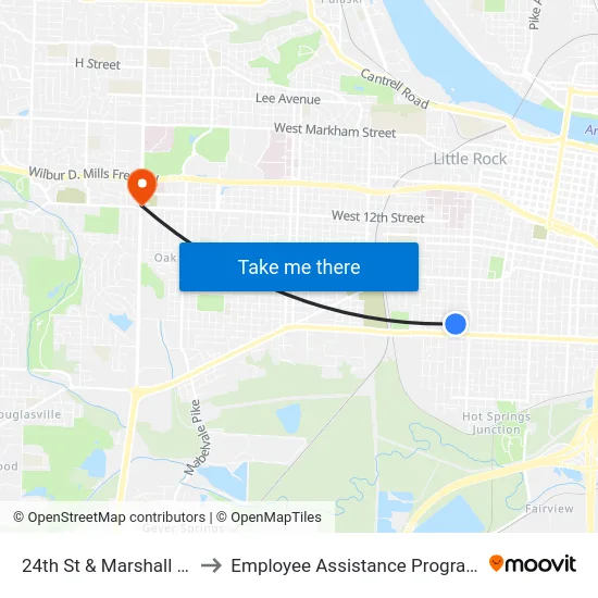24th St & Marshall St to Employee Assistance Program map