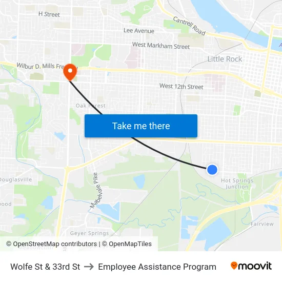 Wolfe St & 33rd St to Employee Assistance Program map
