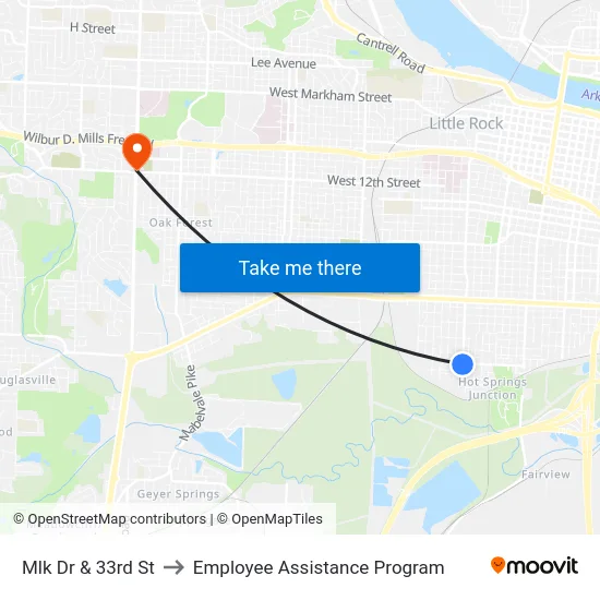 Mlk Dr & 33rd St to Employee Assistance Program map
