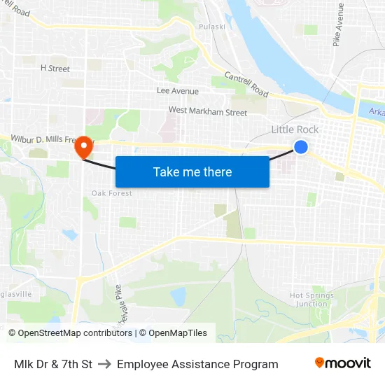 Mlk Dr & 7th St to Employee Assistance Program map