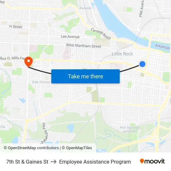 7th St & Gaines St to Employee Assistance Program map