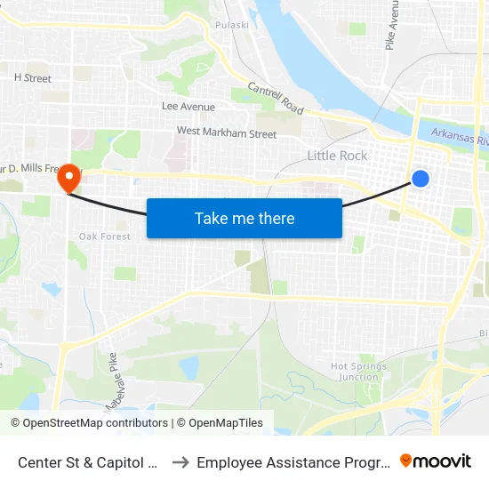 Center St & Capitol Ave to Employee Assistance Program map