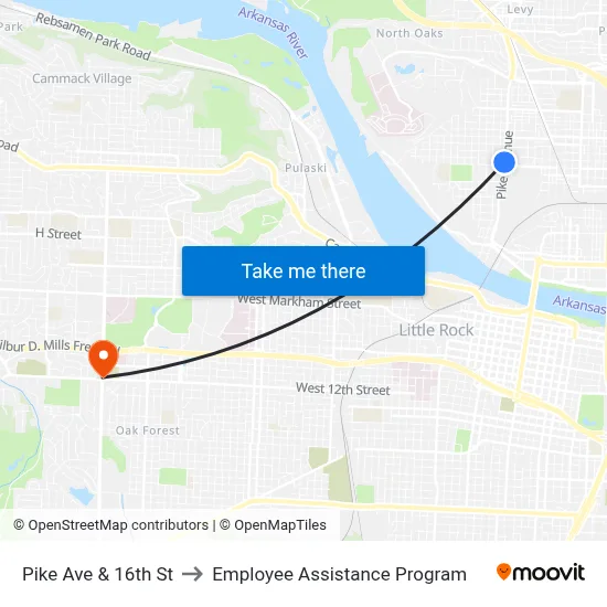 Pike Ave & 16th St to Employee Assistance Program map