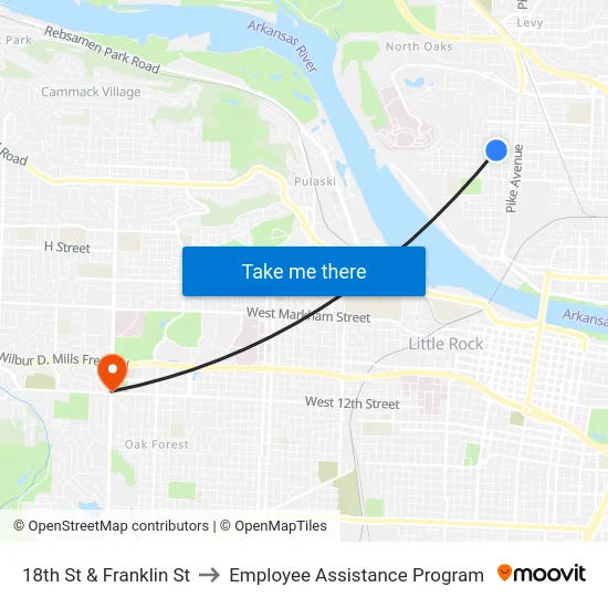 18th St & Franklin St to Employee Assistance Program map