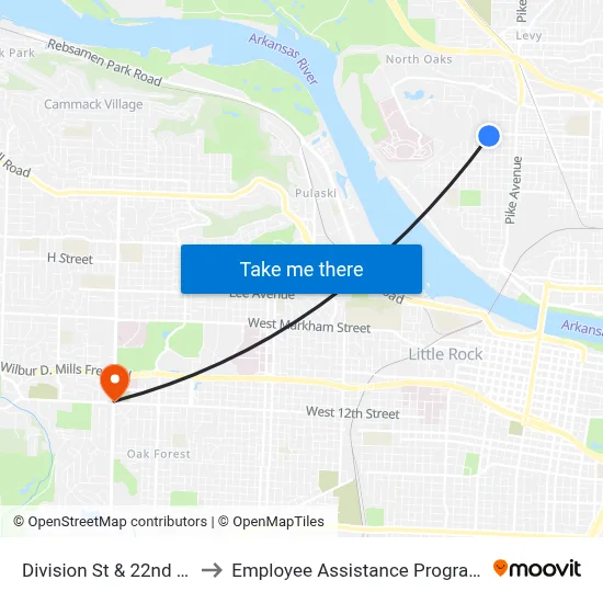 Division St & 22nd St to Employee Assistance Program map